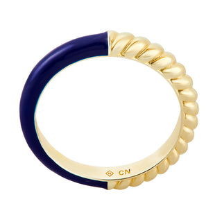 Gold Plated Reversible Birthmonth Enamel Roped Ring