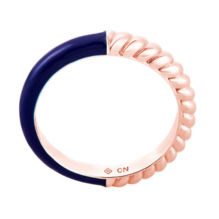 Rose Gold Plated Reversible Birthmonth Enamel Roped Ring