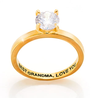 Gold Plated Solitaire and Family Name Enhancer Ring Set