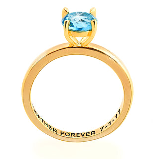 Gold Plated Solitaire and Family Birthstone Bypass Enhancer Ring Set