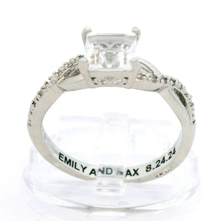 Platinum over Sterling Square White Topaz Twist Engagement Ring