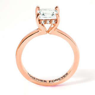 Rose Gold over Sterling Square Hidden Halo White Topaz Engagement Ring