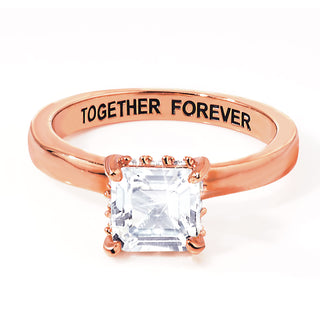 Rose Gold over Sterling Square Hidden Halo White Topaz Engagement Ring