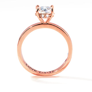 Rose Gold over Sterling Round Hidden Halo White Topaz Hidden Birthstone Engagement Ring