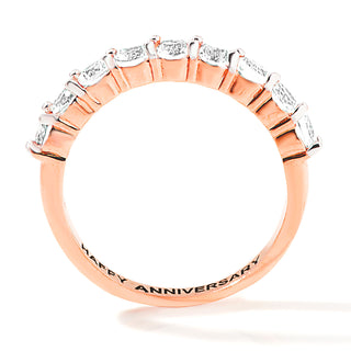 Rose Gold over Sterling Engraved Oval Half Eternity White Topaz Ring