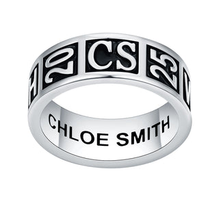 Women's Sterling Silver Personalized Class-Graduation Band Ring