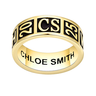 Women's 14K Gold Plated Personalized Class-Graduation Band Ring