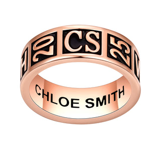 Women's 14K Rose Gold over Sterling Silver Personalized Class-Graduation Band Ring