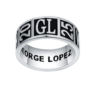 Men's Sterling Silver Personalized Graduation-Class Band Ring