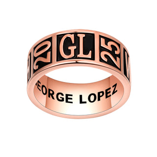 Men's 14K Rose Gold over Sterling Silver Personalized Graduation-Class Band Ring