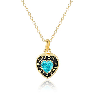 Women's Gold over Sterling Heart Birthstone Personalized Graduation/ Class Necklace