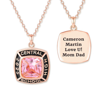 Unisex Rose Gold CELEBRIUM Square Birthstone Personalized Graduation/Class Necklace