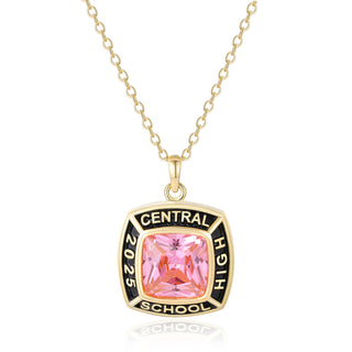 Unisex Gold CELEBRIUM Square Birthstone Personalized Graduation/Class Necklace