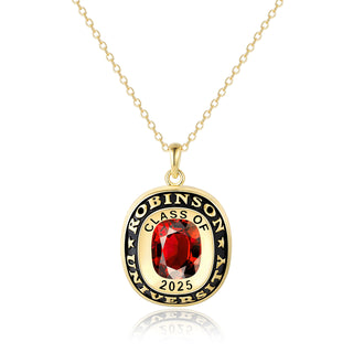 Unisex Gold Celebrium Birthstone Double Row Personalized Graduation/Class Necklace