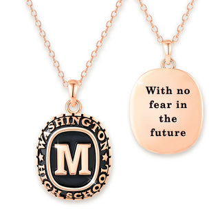 Unisex Rose Gold over Sterling Traditional Initial Personalized Graduation/Class Necklace