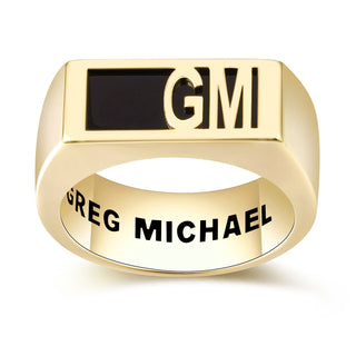 Men's Gold over Sterling Modern Monogram Signet Opaque Stone Ring