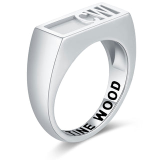 Women's Sterling Silver Modern Monogram Signet Opaque Stone Ring