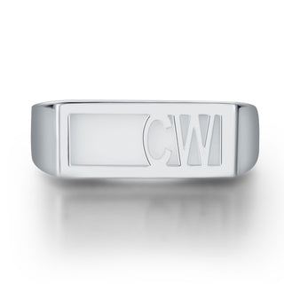 Women's Sterling Silver Modern Monogram Signet Opaque Stone Ring