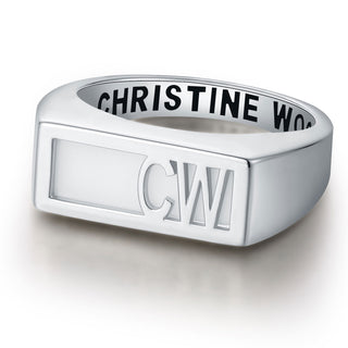 Women's Celebrium Modern Monogram Signet Opaque Stone Ring