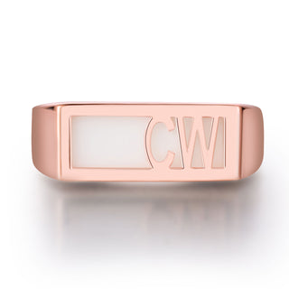 Women's Rose Gold over Sterling Modern Monogram Signet Opaque Stone Ring