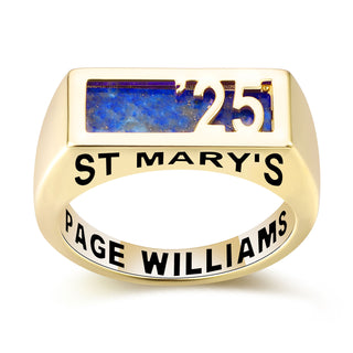 Women's Gold over Sterling Contemporary Graduation Year Signet Class Ring