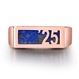 Women's Rose Gold over Sterling Contemporary Graduation Year Signet Class Ring