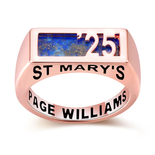 Women's Rose Gold over Sterling Contemporary Graduation Year Signet Class Ring