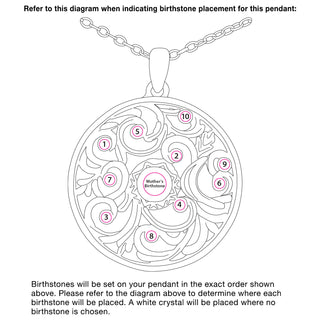 Round Family Birthstone Filigree Medallion Necklace