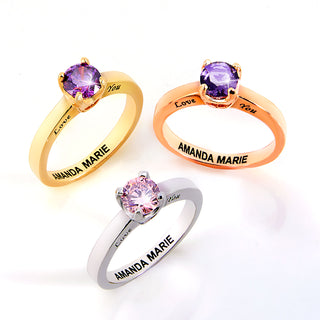 Rose Gold Plated Round Birthstone “Close to Your Heart” Solitaire Ring