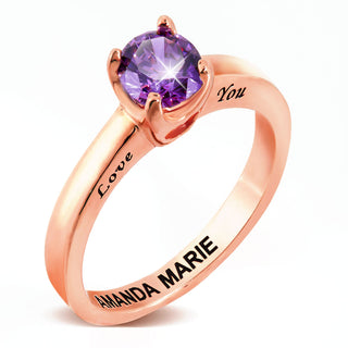 Rose Gold Plated Round Birthstone “Close to Your Heart” Solitaire Ring