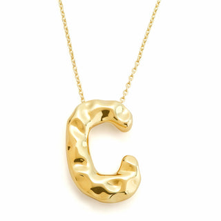 Hammered Balloon Initial Necklace