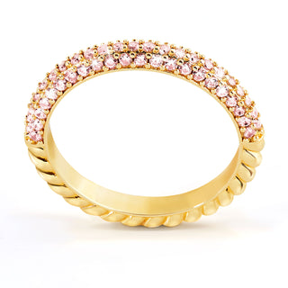 Gold Plated Reversible Pave Birthstone Roped Ring