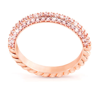 Rose Gold Plated Reversible Pave Birthstone Roped Ring