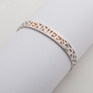 Slim Two-Tone Name and Infinity Bangle