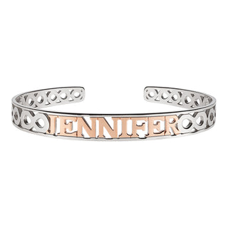 Slim Two-Tone Name and Infinity Bangle