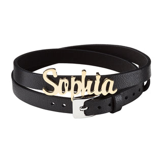 Script Name Leather Wrap Bracelet and Choker