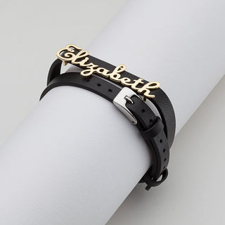 Script Name Leather Wrap Bracelet and Choker