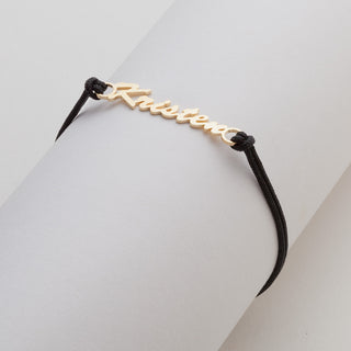 Personalized Script Name with Black Cord Bracelet