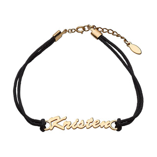 Personalized Script Name with Black Cord Bracelet