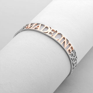 Two-Tone Name Cuff with Filigree Design