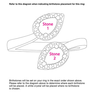 Rose Gold over Sterling Couple's Pear Birthstone CZ Halo Bypass Ring