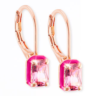 Emerald Cut Birthstone and Enamel Earring