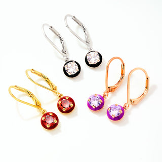 Round Birthstone and Enamel Earring