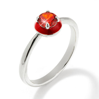 Silver Plated Round Birthstone and Enamel Ring