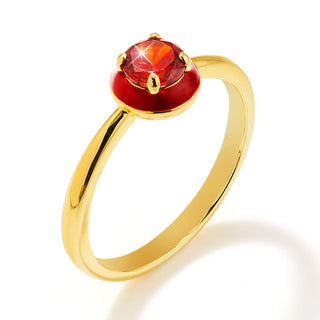 Gold Plated Round Birthstone and Enamel Ring