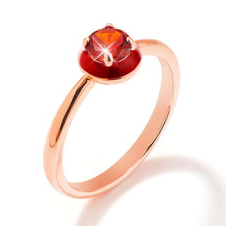 Rose Gold Plated Round Birthstone and Enamel Ring