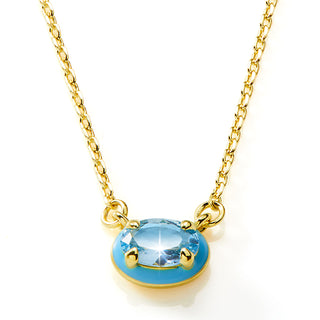 Oval Birthstone and Enamel Necklace