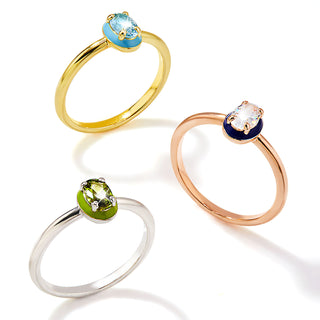 Gold Plated Oval Birthstone and Enamel Ring