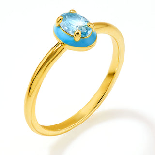 Gold Plated Oval Birthstone and Enamel Ring