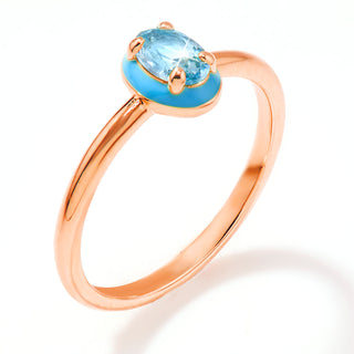 Rose Gold Plated Oval Birthstone and Enamel Ring